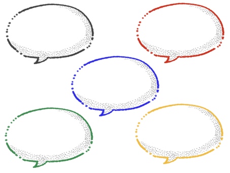 シンプルカラーのふきだしイラスト シンプル,吹き出し,イラスト,ふちあり,セット,フレーム,手書き,線画,囲み,強調のイラスト素材