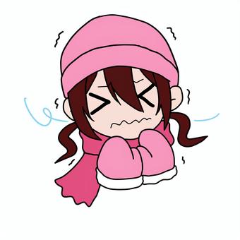 寒い 女の子 女の子,人物,子ども,寒い,帽子,マフラー,手袋,冬,震えるのイラスト素材