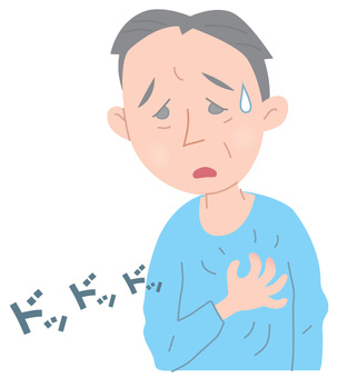 胸の圧迫 胸,心臓,圧迫,医療,病気,症状,苦しい,辛い,痛み,中年男性のイラスト素材