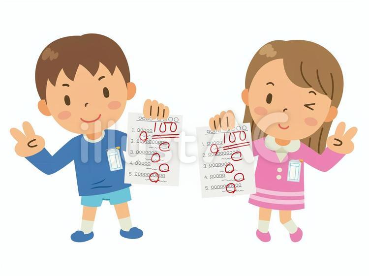 テスト／授業／小学校／小学生／セット テスト,小学生,小学校のイラスト素材