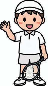 白のテニスの男子です。 テニス,シンプル,サークル,クラブ,部活,スポーツ,競技,ラケット,運動,体育のイラスト素材