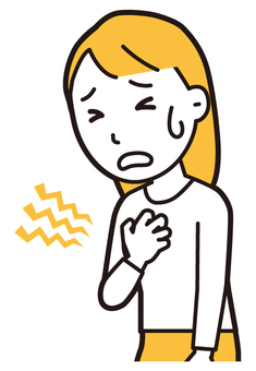  ロングヘア女性(黄)-073-バスト 症状,女性,女の子,人物,かわいい,病気,心筋梗塞,狭心症,バストアップ,上半身のイラスト素材