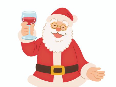 乾杯するサンタクロース サンタクロース,乾杯,ワイングラス,陽気,楽しい,にっこり,ポーズ,クリスマス,笑顔,バストショットのイラスト素材