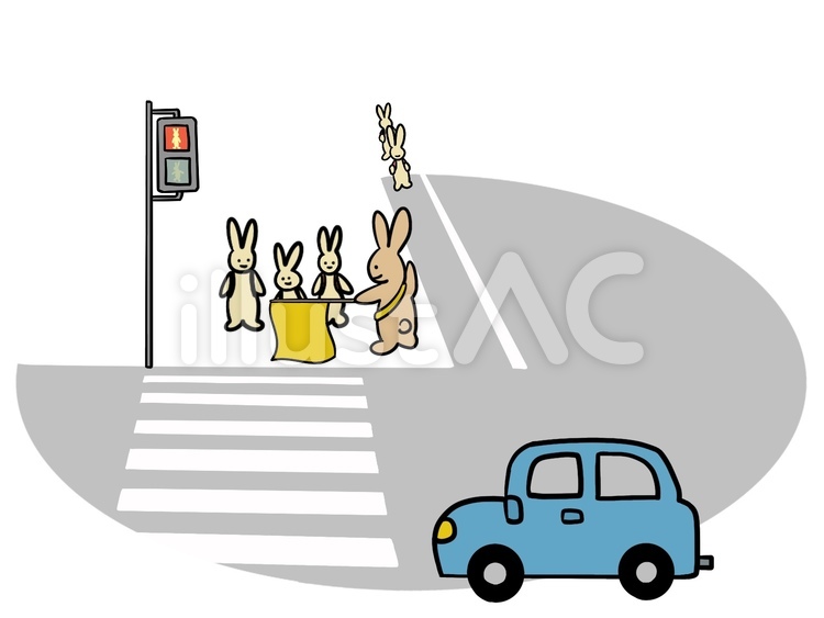 うさぎの旗当番 旗当番,並ぶ,整列のイラスト素材