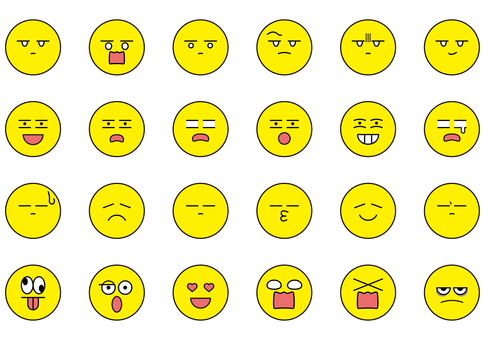 顔文字リアクションセット 顔,顔文字,目,表情,アイコン,感情,キャラクター,リアクション,反応,機嫌のイラスト素材