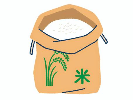 米袋に入った白米 米,白米,精米,手描き,米袋,ご飯,秋,高価,おいしい,高いのイラスト素材