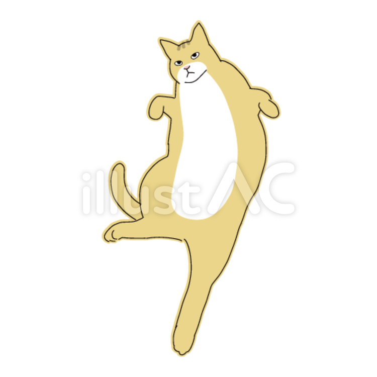 猫の全身　リラックスして寝転がる猫 ネコ,猫,可愛いのイラスト素材