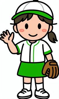 緑の野球の女子です。 野球,シンプル,スポーツ,アスリート,部活,サークル,クラブ,ユニフォーム,試合,練習のイラスト素材