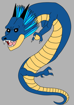 青龍③ 青龍,ドラゴン,青,リュウ,全身のイラスト素材