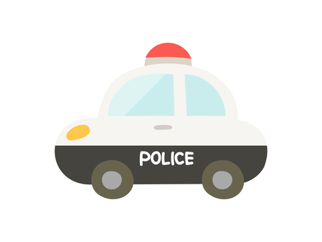 くるま_シンプルフラット_パトカー 車,警察,パトカー,パトロール,緊急車両,自動車,乗り物,かわいい,シンプル,手描きのイラスト素材