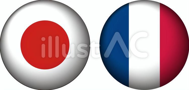 日仏_b 国旗,フランス,日本のイラスト素材