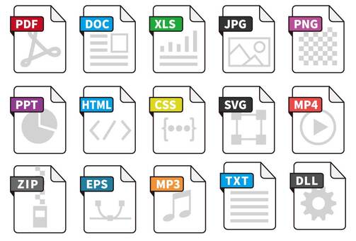 ファイルアイコン線イラストセット ファイル,アイコン,pdf,doc,xls,jpg,png,ppt,html,cssのイラスト素材