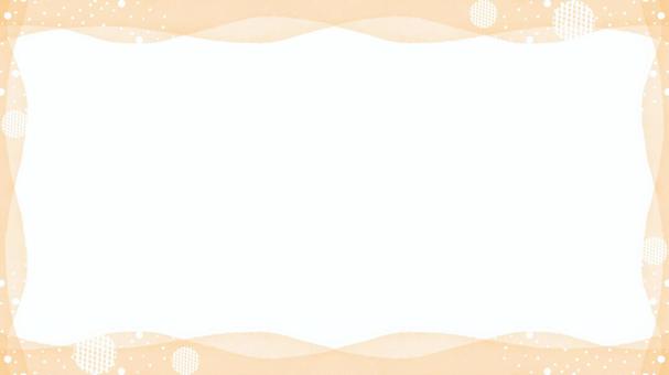 水彩フレーム／波模様と白ドット・オレンジ 水彩,背景,フレーム,淡い,ナチュラル,ドット,波,横長,壁紙,模様のイラスト素材