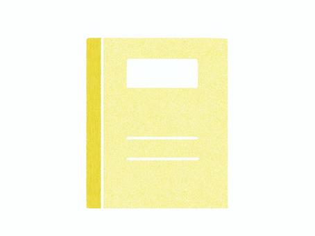 色鉛筆風の文房具　ノート　黄 ノート,文房具,筆記用具,手描き,ゆるい,かわいい,イラスト,保育,こども向け,シンプルのイラスト素材