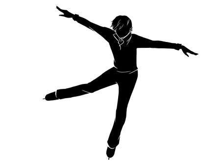 フィギュアスケート男性2 フィギュアスケート,スポーツ,男性,シルエット,シンプル,挿絵,審美系競技のイラスト素材