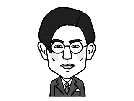 中島敦 中島敦,似顔絵,肖像画,ゆるい,かわいい,手描き,デフォルメ,歴史,人物,上半身のイラスト素材