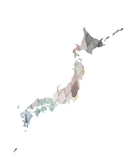 Tile-shaped colorful Japanese archipelago, , JPG and PNG