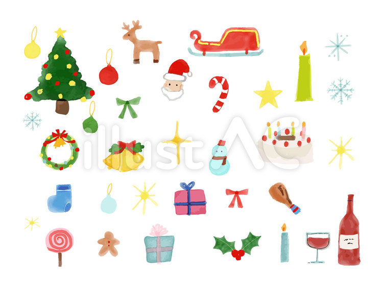 クリスマスのアイテムのセット クリスマス,アイテム,セットのイラスト素材