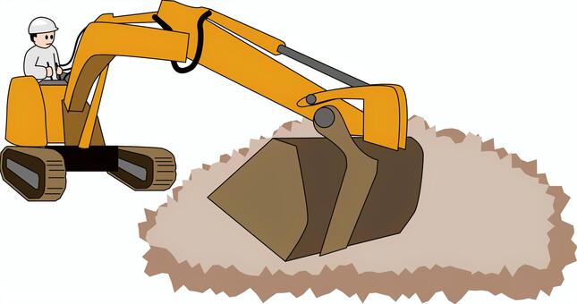 Illustration, shovel car, operator, people, 