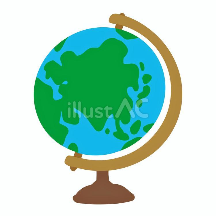 ゆる地球儀イラスト　アジア 地球儀,地球,世界のイラスト素材