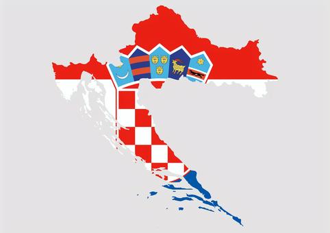 クロアチアの地図（国旗柄） クロアチア,地図,国旗,外国,海外,地理,土地,国土,地形,世界のイラスト素材