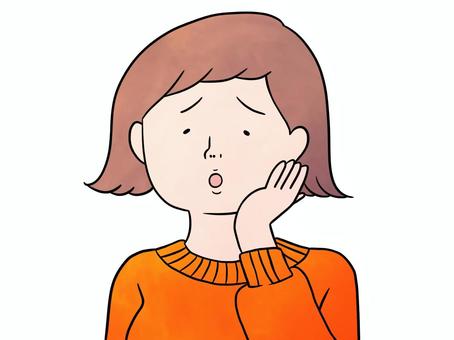 悩む女性(茶髪) 悩む,悩み,女性,女,大人,成人,人物,素材,イラスト,挿し絵のイラスト素材