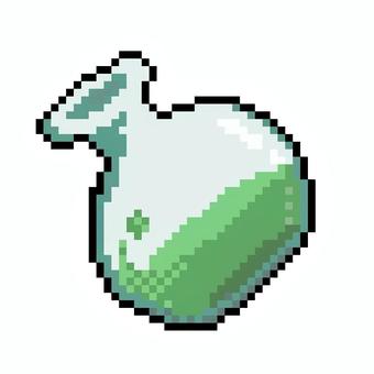 緑色ポーション瓶のドット絵 ゲーム,アイテム,アイコン,ポーション,薬,ドット絵,ピクセルアートのイラスト素材