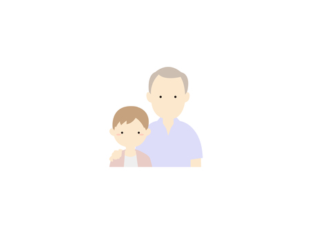 祖父と孫息子のミニマル 正面,通常,普通,カラー,祖父,孫息子,ミニマルのイラスト素材