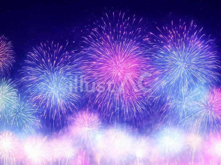 フリー背景素材／夏のきれいな打ち上げ花火 花火,打ち上げ,星のイラスト素材