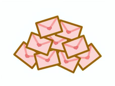 ラブレターの山　ピンク ラブレター,手紙,メール,恋愛,モテる,封筒,モテモテ,生活のイラスト素材