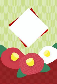 椿の年賀状03 椿,年賀状,和柄,背景,フレーム,正月,お正月,つばき,和風,年賀状素材のイラスト素材