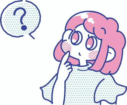 考えている女の子のイラスト　吹き出し付き 子ども,女の子,小学生,表情,ポーズ,児童,考える,疑問,はてな,わからないのイラスト素材