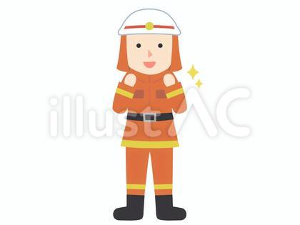 応援する消防士のイラスト