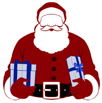 プレゼントを抱えるサンタクロース（赤） クリスマス,サンタクロース,サンタ,シルエット,クリスマスプレゼント,クリスマスイブ,サンタコス,サンタプレゼント,クリスマスパーティー,プレゼントのイラスト素材