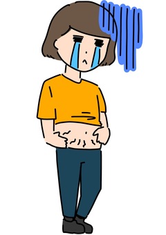 腹部の肉割れに悩む女性　カラー 肉割れ,女性,悩み,腹部,カラーのイラスト素材