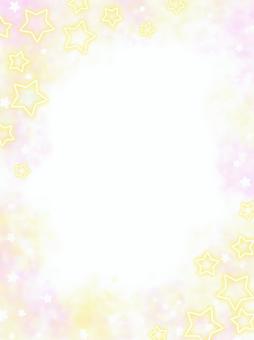 ネオンの星のゆめかわフレーム　キラキラ縦 星,宇宙,キラキラ,フレーム,枠,ネオン,光,テンプレート,テキストスペース,余白のイラスト素材