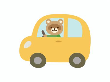 くるま_たぬき_軽自動車 車,動物,たぬき,運転,乗用車,普通車,軽自動車,自動車,乗り物,かわいいのイラスト素材