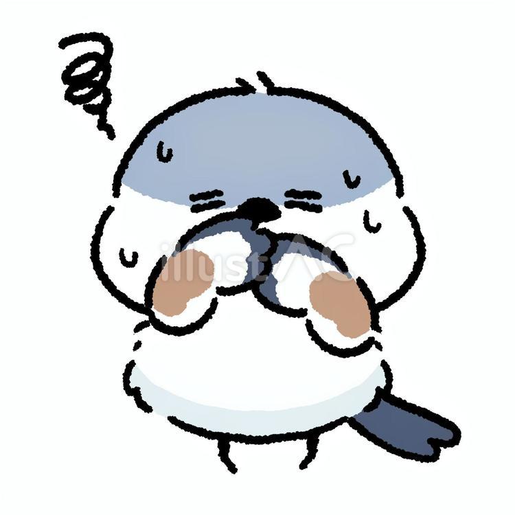 シマエナガ_吐き気 シマエナガ,鳥,動物のイラスト素材