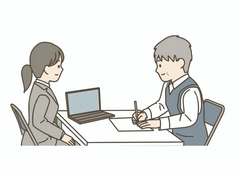 クライアントにサインをもらう女性 ビジネスマン,人物,サラリーマン,キャリアウーマン,職業,新入社員,ol,女性,スーツ,ビジネスのイラスト素材