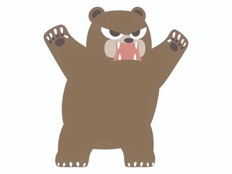 凶暴なクマ 熊,怖い,威嚇,凶暴,ディフォルメ,カワイイ,ヒグマ,野生動物のイラスト素材