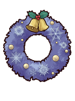 雪の結晶とベルの青いクリスマスリース クリスマス,リース,雪の結晶,ベル,オーナメント,冬,装飾,青,アイコンのイラスト素材