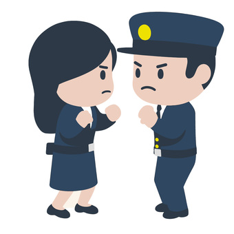 殴り合う警察官の男女 警察官,男女,殴り合い,争い,アクション,対立,トラブル,緊張感,公務員,制服のイラスト素材