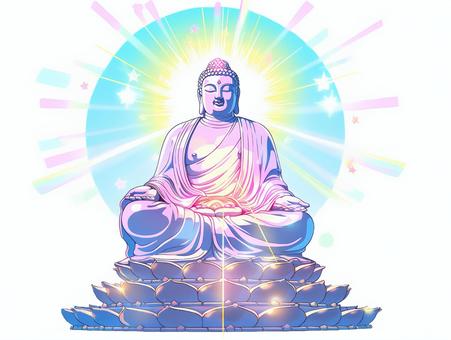 Illustration, great buddha, light, god, 