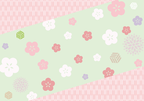 梅と矢絣の背景-2（A4横） 矢絣,三崩し,梅のイラスト素材