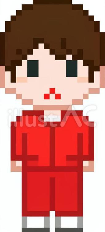 ドット絵の赤ジャージの男性です。 ドット絵,体操服,男性のイラスト素材