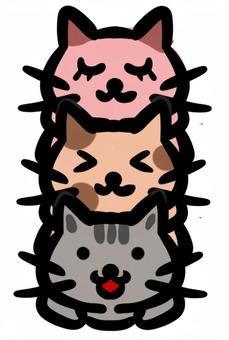 仲良し3段にゃんこ 猫,ネコ,可愛い,ポップ,動物,アイコン,兄弟,姉妹,ブラザー,シスターのイラスト素材
