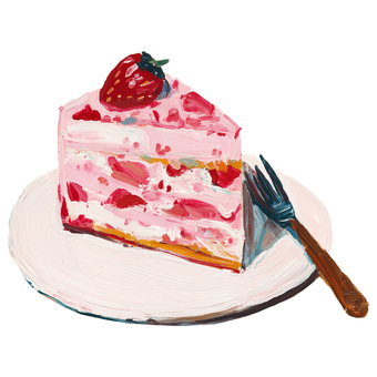 厚塗りいちごのショートケーキ スイーツ,ケーキ,食べ物,かわいい,カラフル,手描き,厚塗り,油絵風,絵の具,カフェのイラスト素材