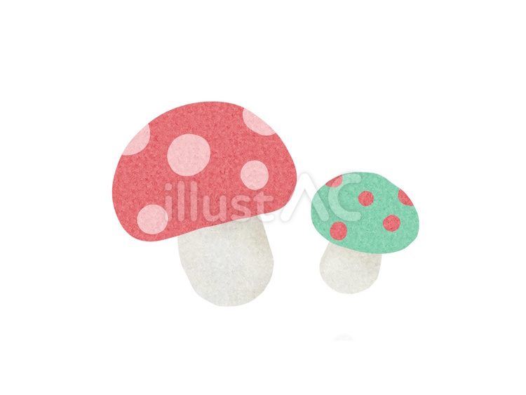 水玉もようのキノコ きのこ,水玉,かわいいのイラスト素材