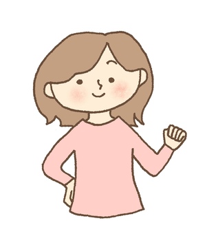 ガッツポーズをする女性 女性,人物,表情,決意,やる気,前向き,気合い,笑顔,応援,ポジティブのイラスト素材
