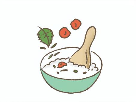 おにぎりの素 ごはん,うめぼし,大場,しゃもじ,具のイラスト素材